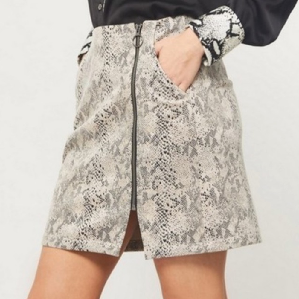Faux-Suede Snakeskin Mini Skirt